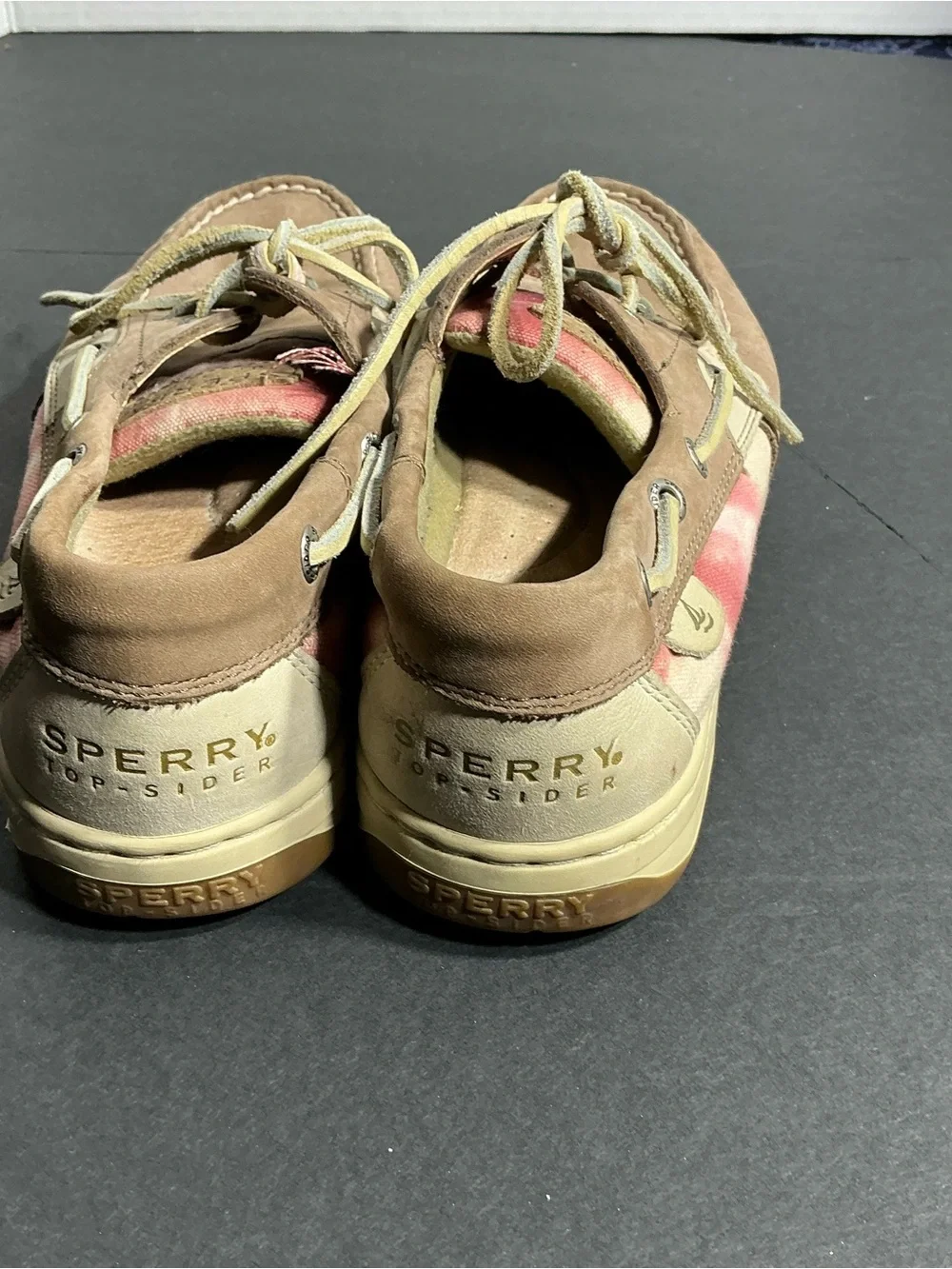 Sperry Men's Tan Suede Boat Shoes with Cream Accents